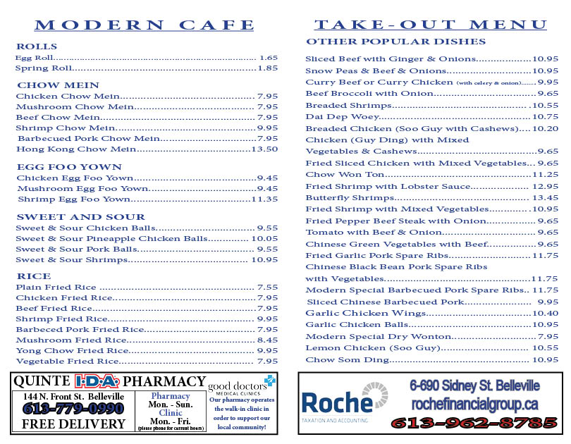 Menus ERG Printing and Publishing Belleville